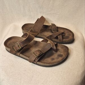 Brown Leather Footbed Sandal Mountain Sole SIZE 9 Cabincore Indie Boho